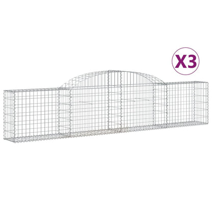 vidaXL Gabionen mit Hochbogen 3 Stk. 300x30x60/80 cm Verzinktes Eisen
