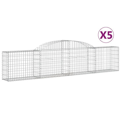 vidaXL Gabionen mit Hochbogen 5 Stk. 300x30x60/80 cm Verzinktes Eisen