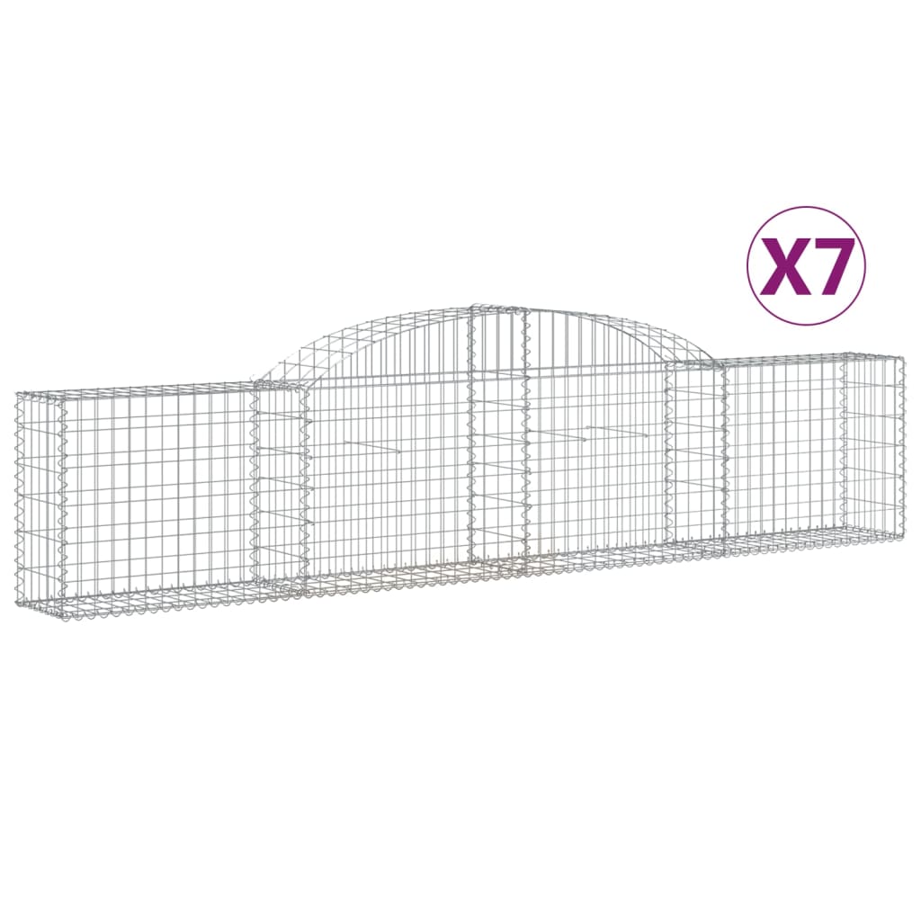 vidaXL Gabionen mit Hochbogen 7 Stk. 300x30x60/80 cm Verzinktes Eisen