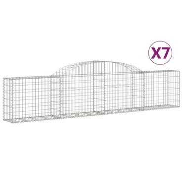 vidaXL Gabionen mit Hochbogen 7 Stk. 300x30x60/80 cm Verzinktes Eisen