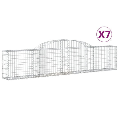 vidaXL Gabionen mit Hochbogen 7 Stk. 300x30x60/80 cm Verzinktes Eisen