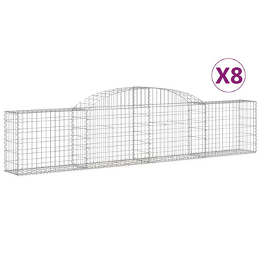 vidaXL Gabionen mit Hochbogen 8 Stk. 300x30x60/80 cm Verzinktes Eisen