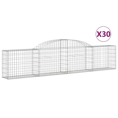 vidaXL Gabionen mit Hochbogen 30 Stk. 300x30x60/80 cm Verzinktes Eisen