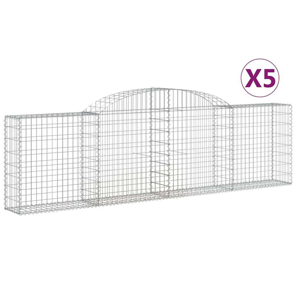 vidaXL Gabions avec arche 5 pcs 300x30x80/100 cm Fer galvanisé