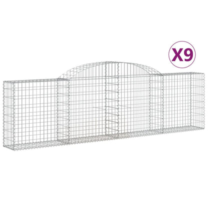 vidaXL Gabions avec arc surélevé 9 pcs 300x30x80/100 cm Fer galvanisé