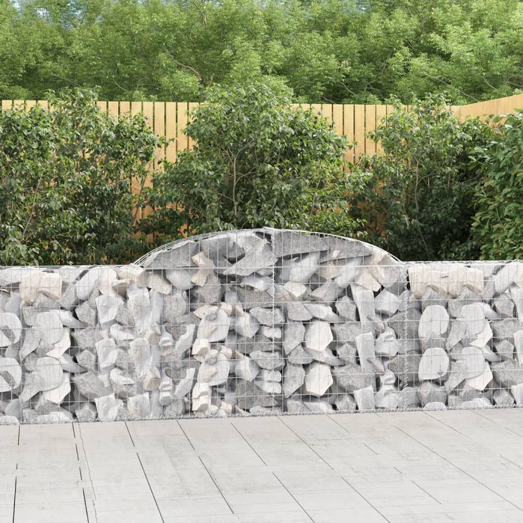 vidaXL Gabions avec arc surélevé 9 pcs 300x30x80/100 cm Fer galvanisé