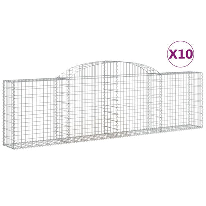 vidaXL Gabions avec arche haute 10 pcs 300x30x80/100 cm Fer galvanisé