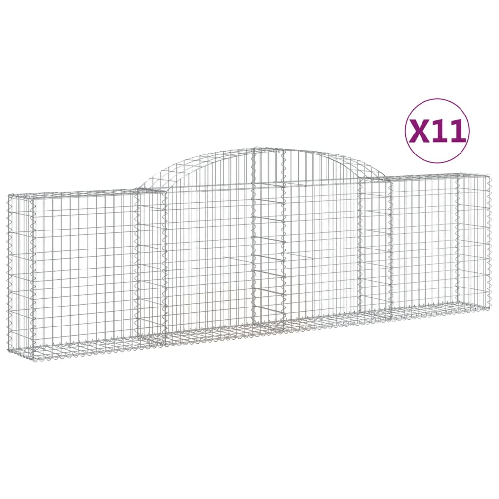 vidaXL Gabions avec arc surélevé 11 pcs 300x30x80/100cm Fer galvanisé
