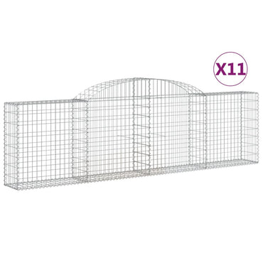 vidaXL Gabions avec arc surélevé 11 pcs 300x30x80/100cm Fer galvanisé