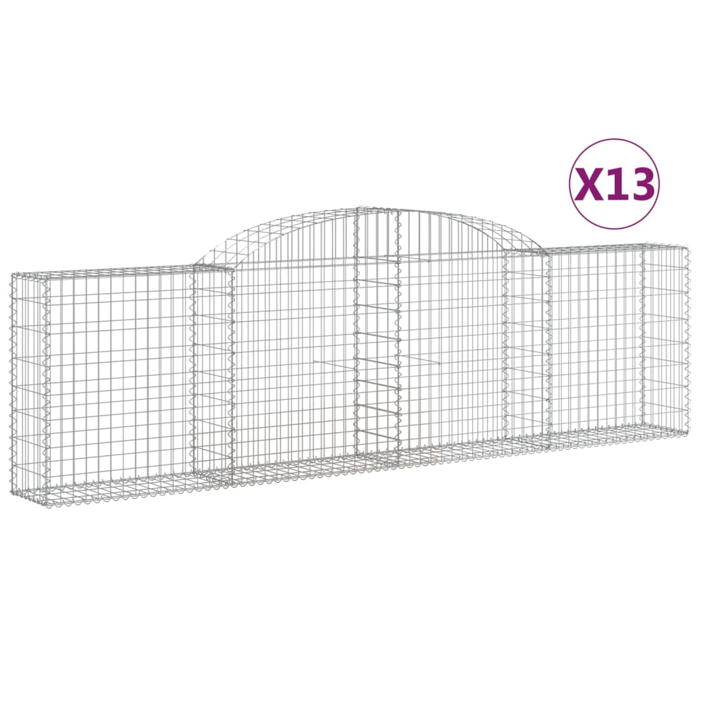 vidaXL Gabionen mit Hochbogen 13 Stk. 300x30x80/100cm Verzinktes Eisen