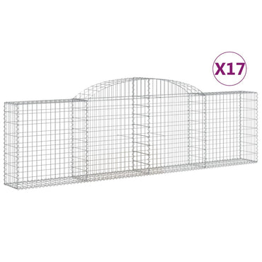 vidaXL Gabions avec arc surélevé 17 pcs 300x30x80/100cm Fer galvanisé