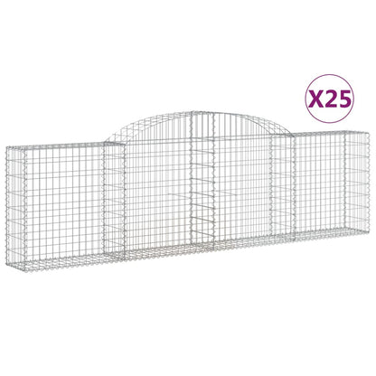 vidaXL Gabionen mit Hochbogen 25 Stk. 300x30x80/100cm Verzinktes Eisen
