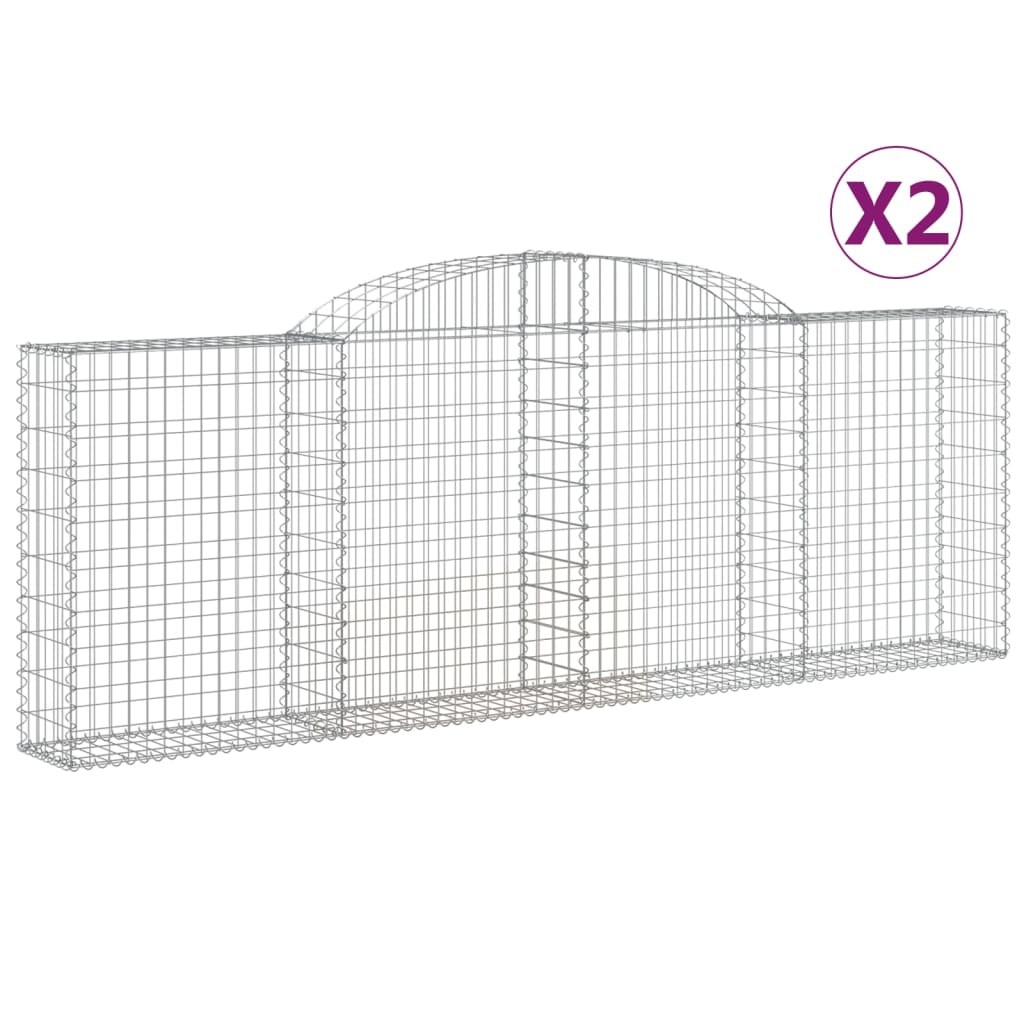 vidaXL Gabions avec arche 2 pcs 300x30x100/120 cm Fer galvanisé