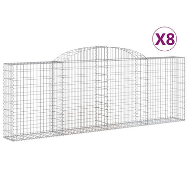 vidaXL Gabionen mit Hochbogen 8 Stk. 300x30x100/120cm Verzinktes Eisen
