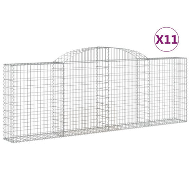 vidaXL Gabionen mit Hochbogen 11 Stk 300x30x100/120cm Verzinktes Eisen