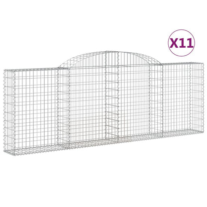 vidaXL Gabionen mit Hochbogen 11 Stk 300x30x100/120cm Verzinktes Eisen