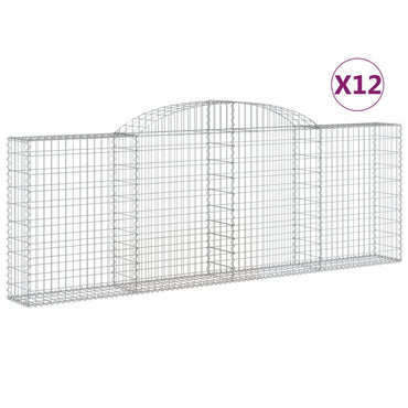 vidaXL Gabionen mit Hochbogen 12 Stk 300x30x100/120cm Verzinktes Eisen