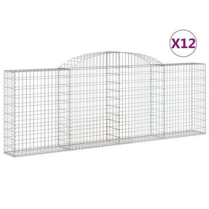 vidaXL Gabionen mit Hochbogen 12 Stk 300x30x100/120cm Verzinktes Eisen