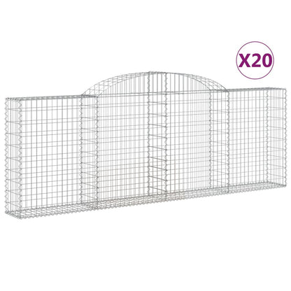 vidaXL Gabionen mit Hochbogen 20 Stk 300x30x100/120cm Verzinktes Eisen