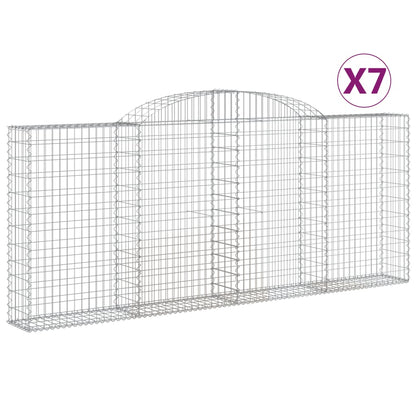vidaXL Gabionen mit Hochbogen 7 Stk. 300x30x120/140cm Verzinktes Eisen