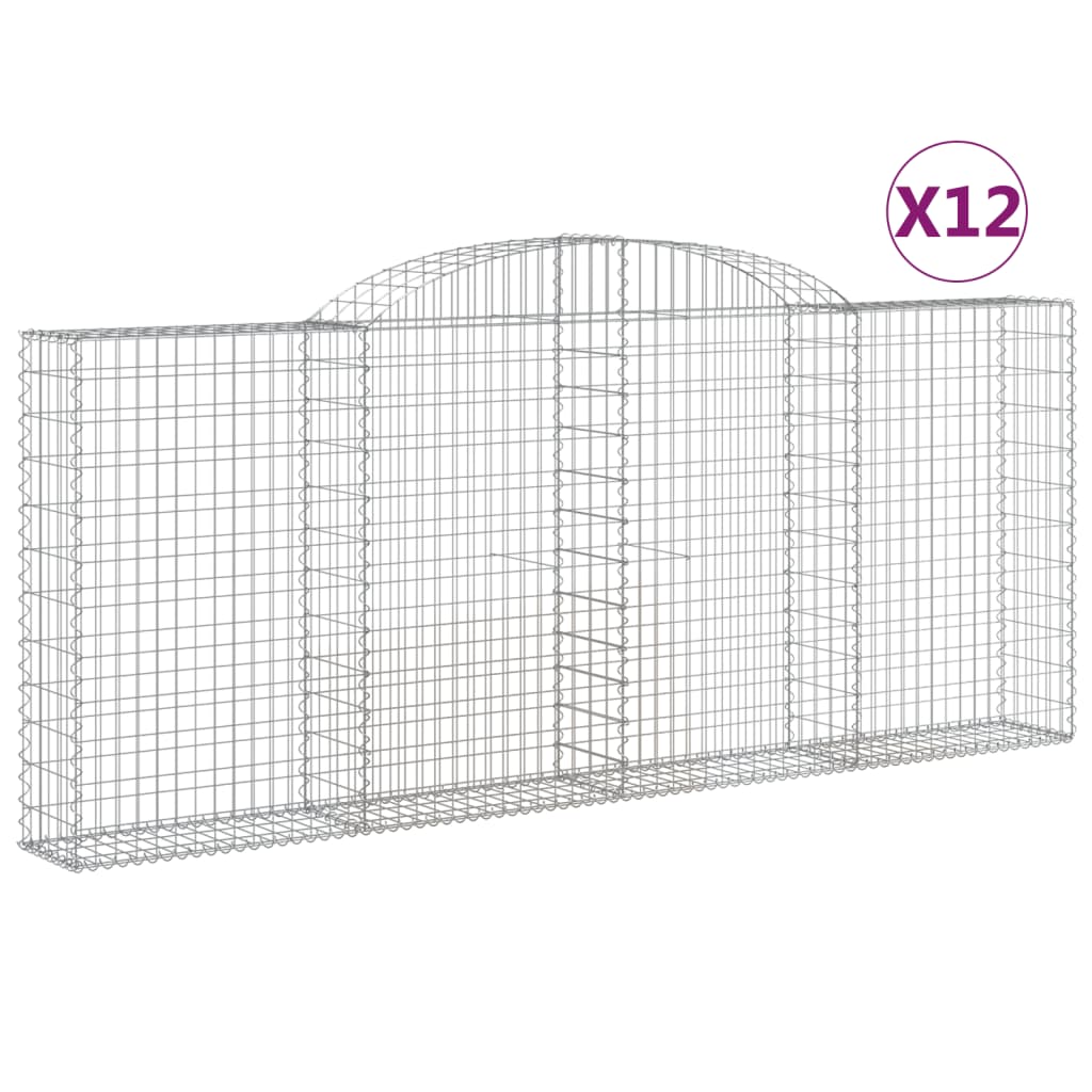 vidaXL Gabions avec arche 12 pcs 300x30x120/140 cm Fer galvanisé