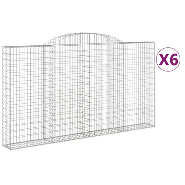 vidaXL Gabionen mit Hochbogen 6 Stk. 300x30x160/180cm Verzinktes Eisen