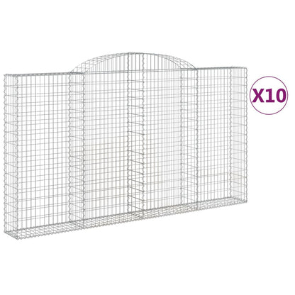 vidaXL Gabionen mit Hochbogen 10 Stk 300x30x160/180cm Verzinktes Eisen