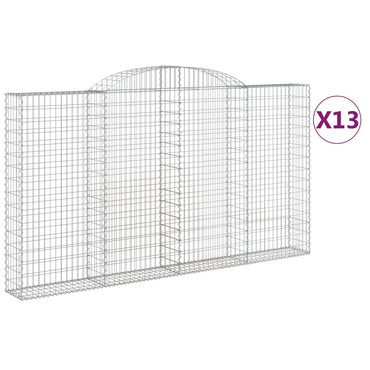 vidaXL Gabionen mit Hochbogen 13 Stk 300x30x160/180cm Verzinktes Eisen