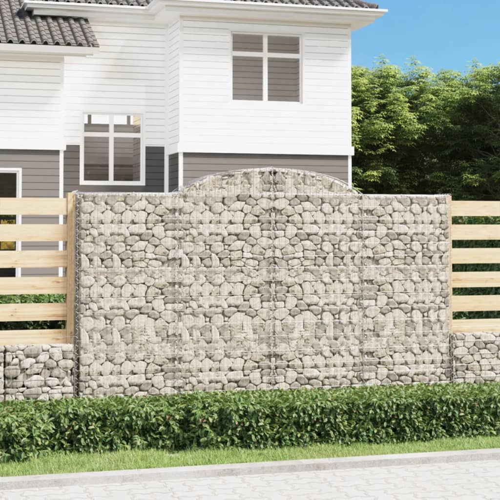 vidaXL Gabionen mit Hochbogen 7 Stk. 300x30x180/200cm Verzinktes Eisen