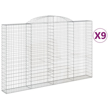 vidaXL Gabionen mit Hochbogen 9 Stk. 300x30x180/200cm Verzinktes Eisen