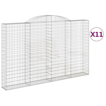 vidaXL Gabionen mit Hochbogen 11 Stk 300x30x180/200cm Verzinktes Eisen