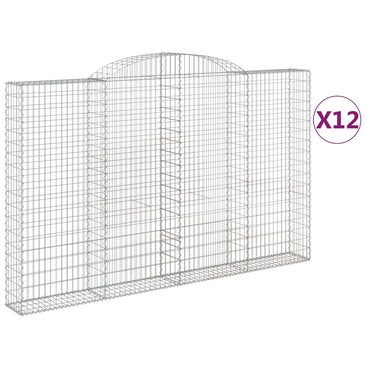 vidaXL Gabionen mit Hochbogen 12 Stk 300x30x180/200cm Verzinktes Eisen