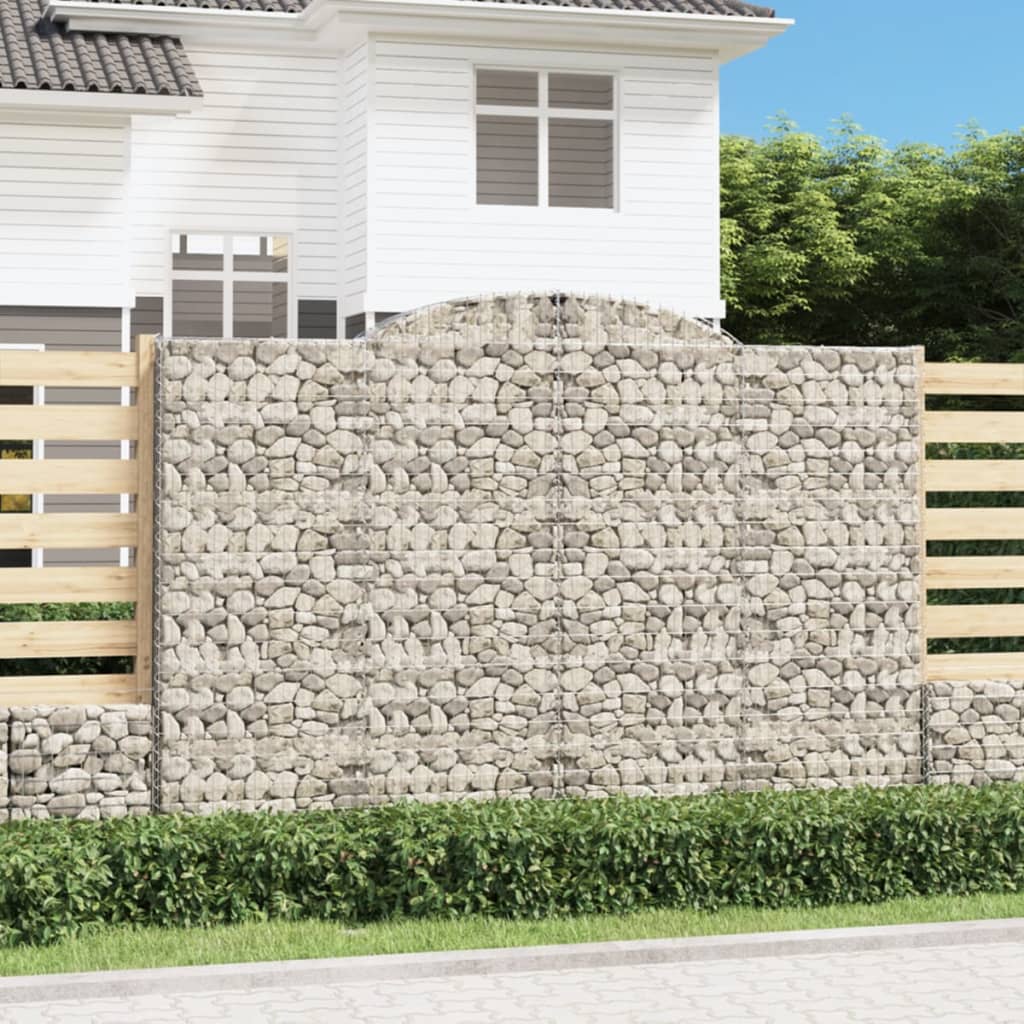 vidaXL Gabionen mit Hochbogen 9 Stk. 300x30x200/220cm Verzinktes Eisen