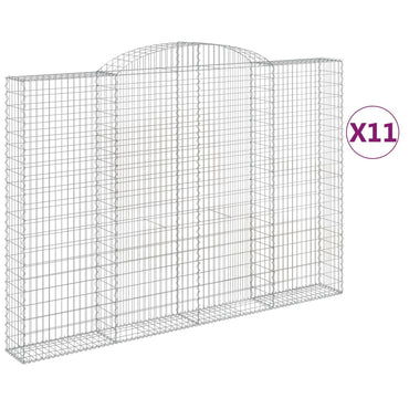 vidaXL Gabionen mit Hochbogen 11 Stk 300x30x200/220cm Verzinktes Eisen