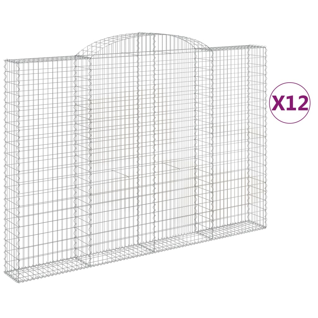 vidaXL Gabionen mit Hochbogen 12 Stk 300x30x200/220cm Verzinktes Eisen