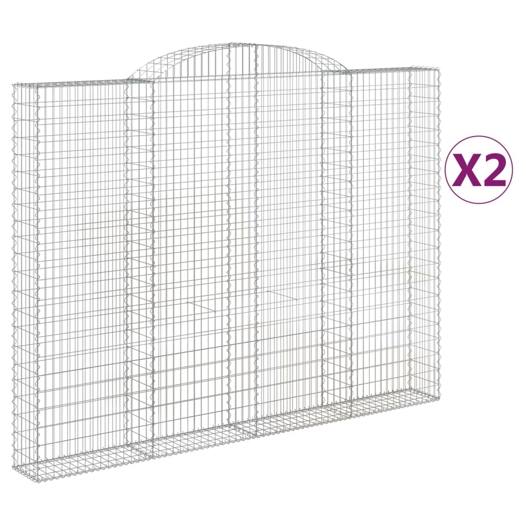 vidaXL Gabionen mit Hochbogen 2 Stk. 300x30x220/240cm Verzinktes Eisen