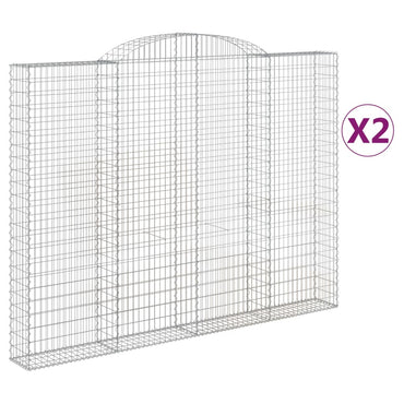 vidaXL Gabionen mit Hochbogen 2 Stk. 300x30x220/240cm Verzinktes Eisen