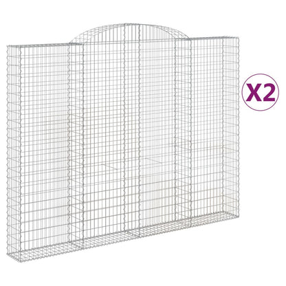 vidaXL Gabionen mit Hochbogen 2 Stk. 300x30x220/240cm Verzinktes Eisen