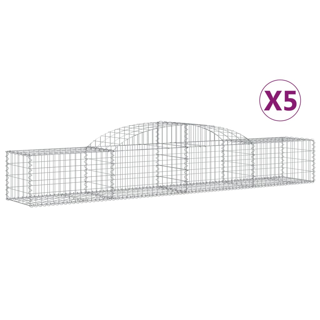 vidaXL Gabionen mit Hochbogen 5 Stk. 300x50x40/60 cm Verzinktes Eisen