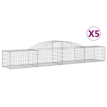 vidaXL Gabionen mit Hochbogen 5 Stk. 300x50x40/60 cm Verzinktes Eisen