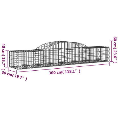 vidaXL Gabionen mit Hochbogen 8 Stk. 300x50x40/60 cm Verzinktes Eisen