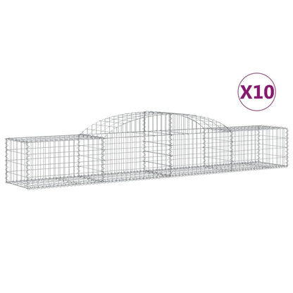 vidaXL Gabionen mit Hochbogen 10 Stk. 300x50x40/60 cm Verzinktes Eisen