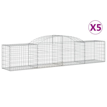 vidaXL Gabionen mit Hochbogen 5 Stk. 300x50x60/80 cm Verzinktes Eisen
