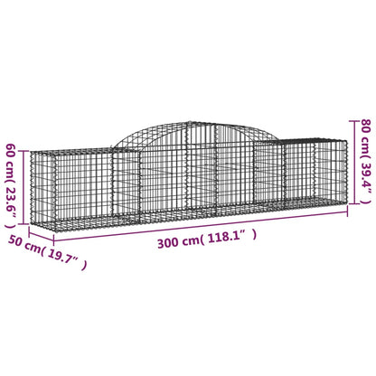 vidaXL Gabionen mit Hochbogen 8 Stk. 300x50x60/80 cm Verzinktes Eisen