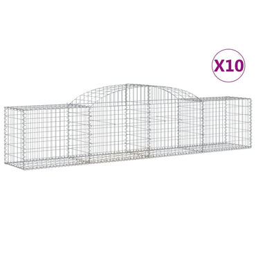 vidaXL Gabionen mit Hochbogen 10 Stk. 300x50x60/80 cm Verzinktes Eisen