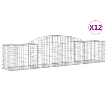 vidaXL Gabionen mit Hochbogen 12 Stk. 300x50x60/80 cm Verzinktes Eisen