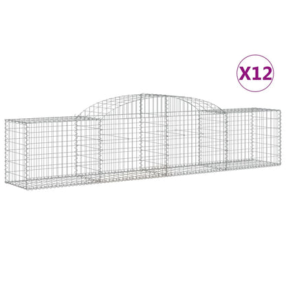 vidaXL Gabionen mit Hochbogen 12 Stk. 300x50x60/80 cm Verzinktes Eisen