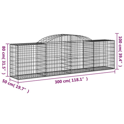 vidaXL Gabions avec arche 6 pcs 300x50x80/100 cm Fer galvanisé
