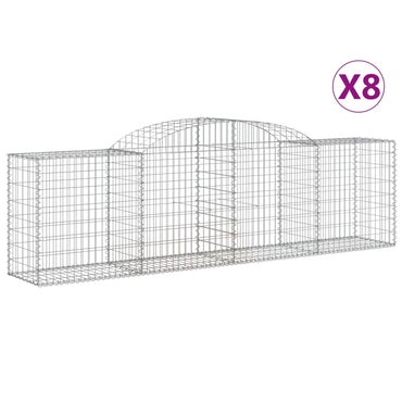 vidaXL Gabions à arche surélevée 8 pcs 300x50x80/100 cm Fer galvanisé