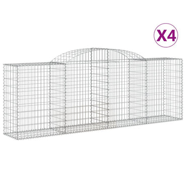 vidaXL Gabions avec arc en ogive 4 pcs 300x50x100/120cm Fer galvanisé
